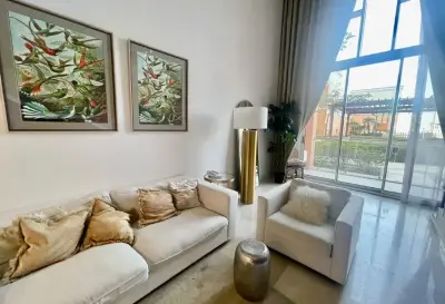 The Pearl | Furnished 1BR Chalet with Balcony & Beach Access